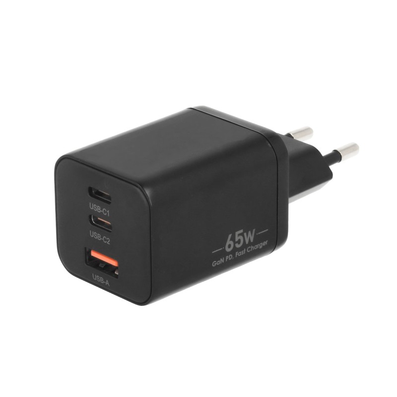 Ładowarka Movano GaN 65W 2x USB-C PD + USB-A (black) | PartsPC.pl
