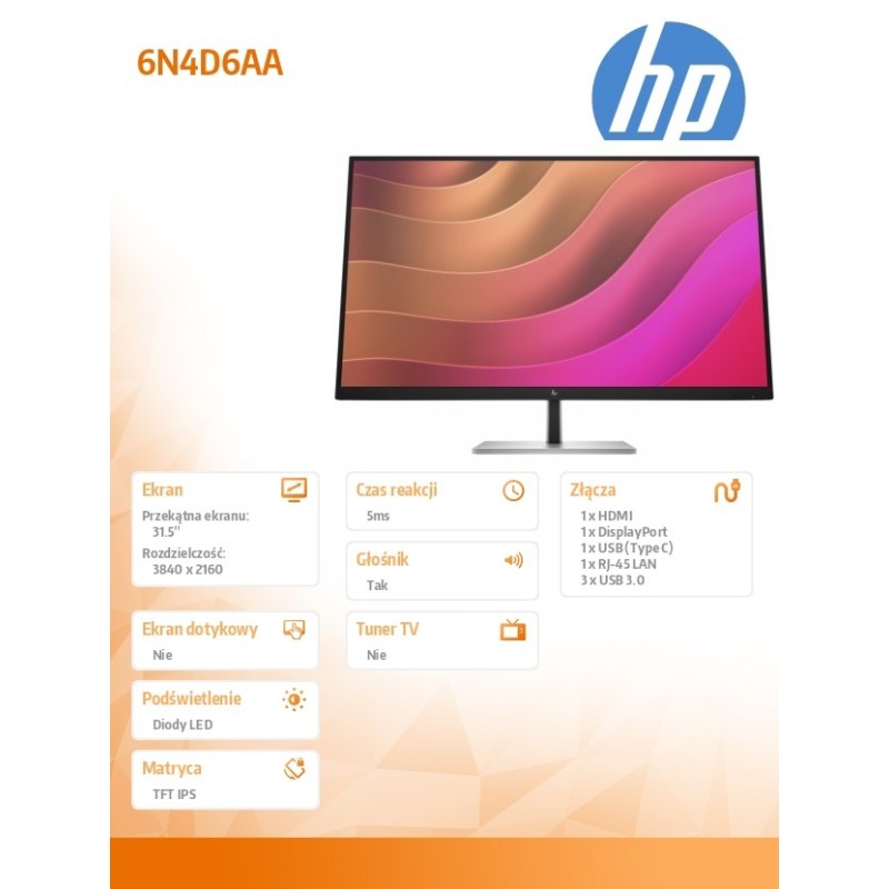 HP Inc. Monitor E32K G5 4K 6N4D6AA | PartsPC.pl