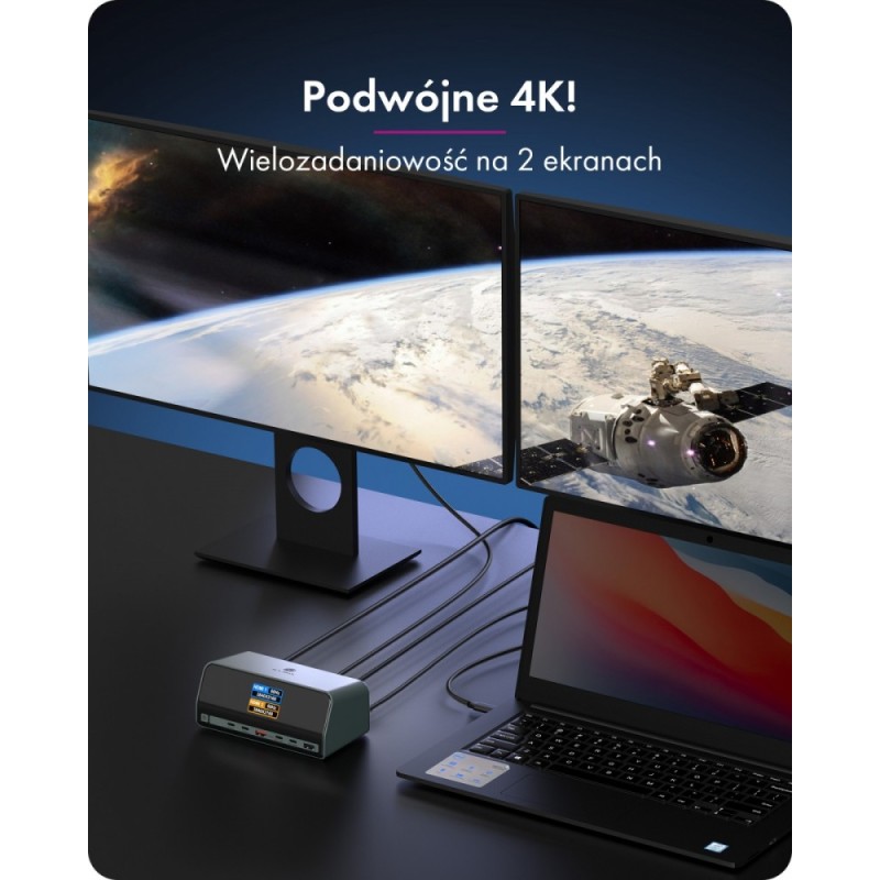 Stacja dokująca IB-DK2300-CH 11w1 USB, HDMI, 100W PD, LAN | PartsPC.pl