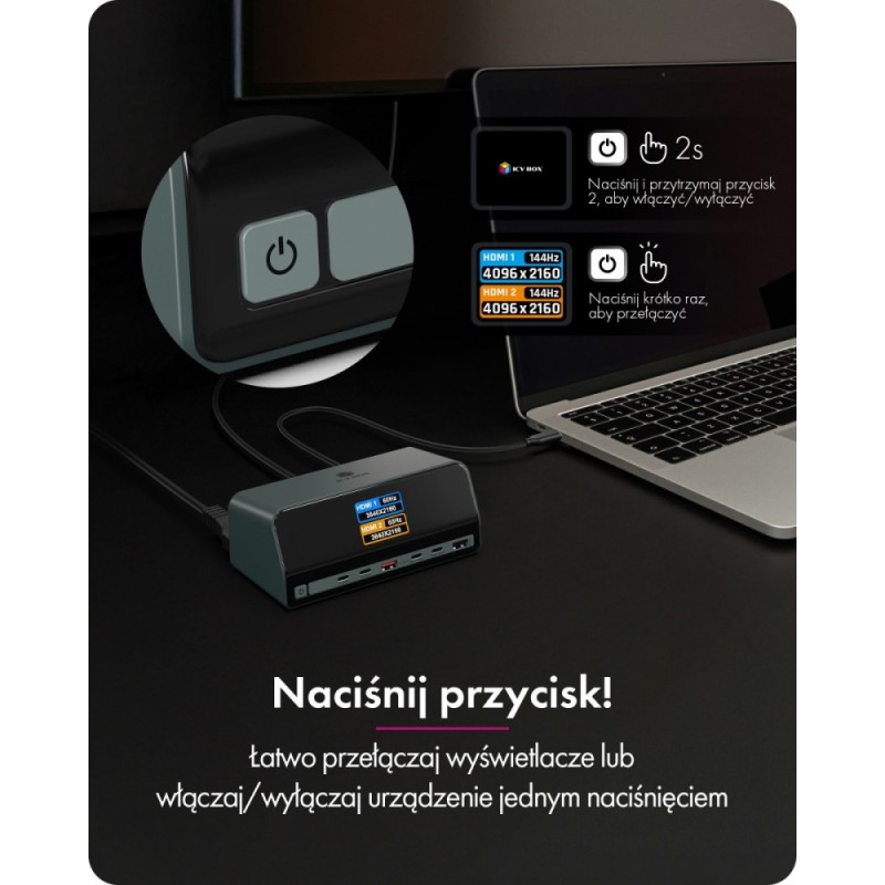 Stacja dokująca IB-DK2300-CH 11w1 USB, HDMI, 100W PD, LAN | PartsPC.pl