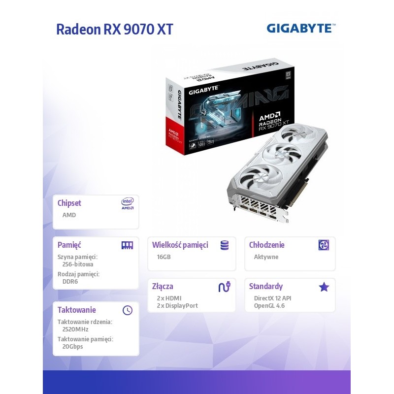 Karta VGA Gigabyte Radeon RX 9070 XT GAMING OC ICE 16G 16GB … | PartsPC.pl