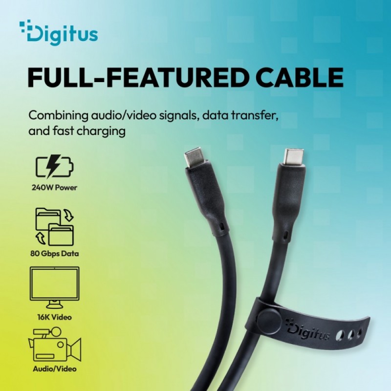 Kabel połączeniowy silikonowy USB-C-USB-C | USB 4 ver.2.0 80… | PartsPC.pl