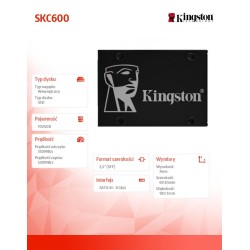 Dysk SSD Kingston KC600 1TB SATA3 2,5" (550/520 MB/s) NAND 3… | PartsPC.pl