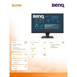 Benq Monitor 23.8 cala BL2490 LED 4ms/1000:1/IPS/HDMI | PartsPC.pl