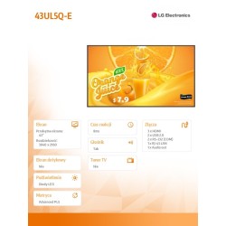 Monitor wielkoformatowy 43UL5Q-E 500cd/m2 UHD 24/7 | PartsPC.pl