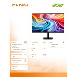 Monitor 23.8 cala KA242YP0bi VA 144Hz HDMI DP VGA | PartsPC.pl