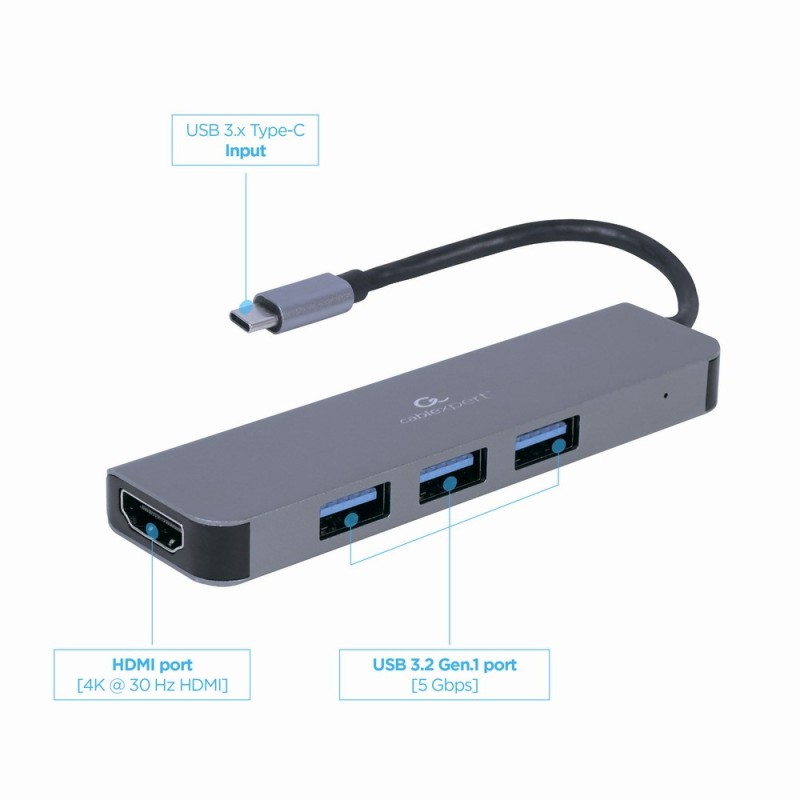 Adapter USB-C HDMI Hub 3xUSB 3.0 | PartsPC.pl