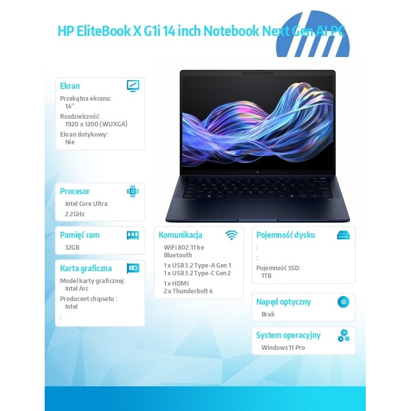 Notebook EliteBook X G1i U7 258V 1TB/32GB/W11P/14 B9ZY5ET | PartsPC.pl