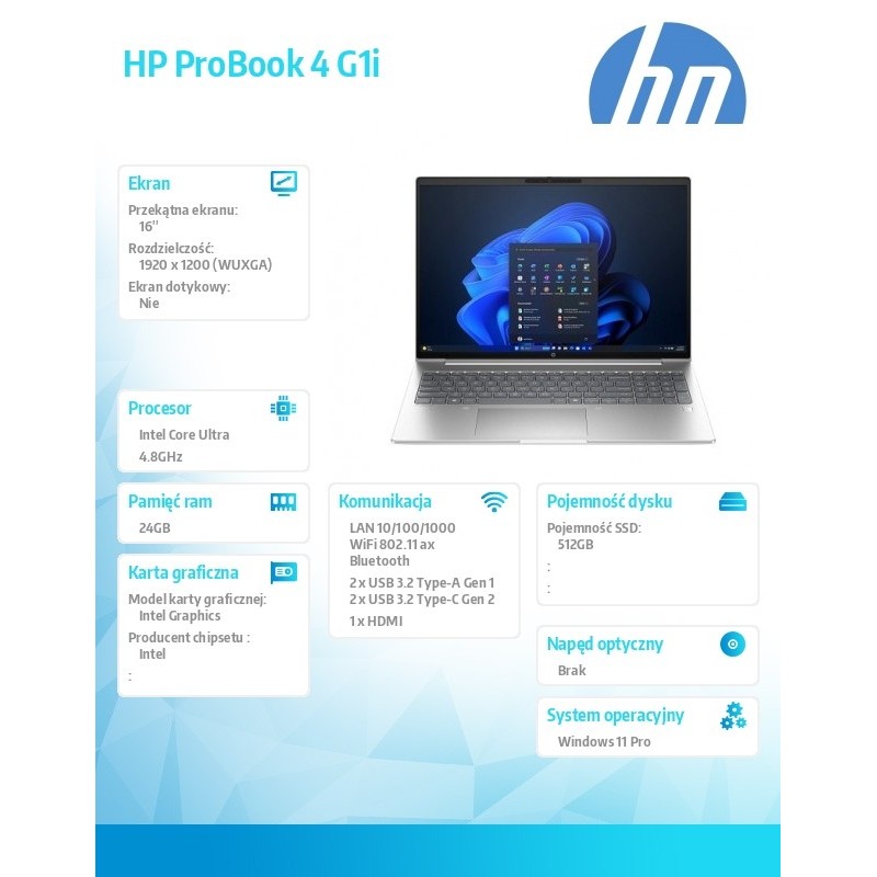Notebook ProBook 4 G1i U5-225U 512GB/24GB/W11P/16cali  C51M1… | PartsPC.pl
