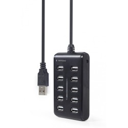 HUB USB 2.0 10-portowy czarny | PartsPC.pl