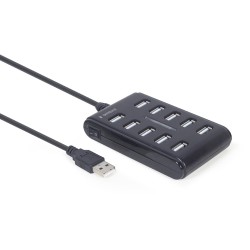HUB USB 2.0 10-portowy czarny | PartsPC.pl