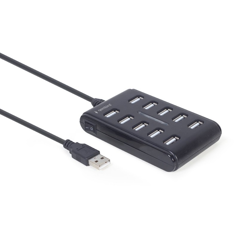 HUB USB 2.0 10-portowy czarny | PartsPC.pl