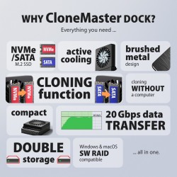 Stacja dokująca i klonująca ADSA-M2C22 USB-C 2xNVMe /SATA M.… | PartsPC.pl