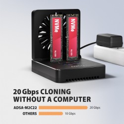 Stacja dokująca i klonująca ADSA-M2C22 USB-C 2xNVMe /SATA M.… | PartsPC.pl