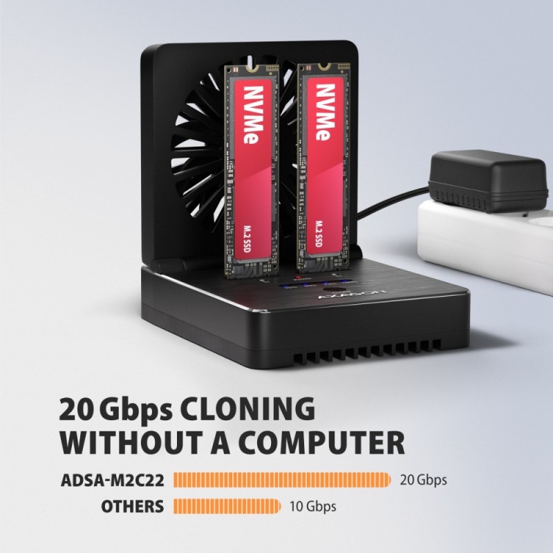 Stacja dokująca i klonująca ADSA-M2C22 USB-C 2xNVMe /SATA M.… | PartsPC.pl