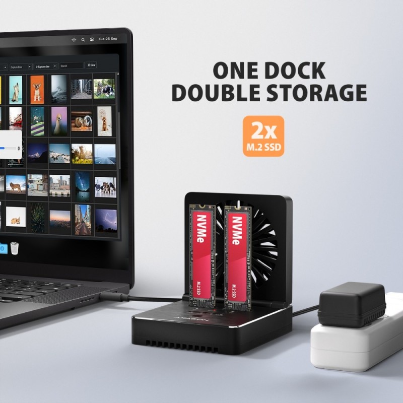 Stacja dokująca i klonująca ADSA-M2C22 USB-C 2xNVMe /SATA M.… | PartsPC.pl