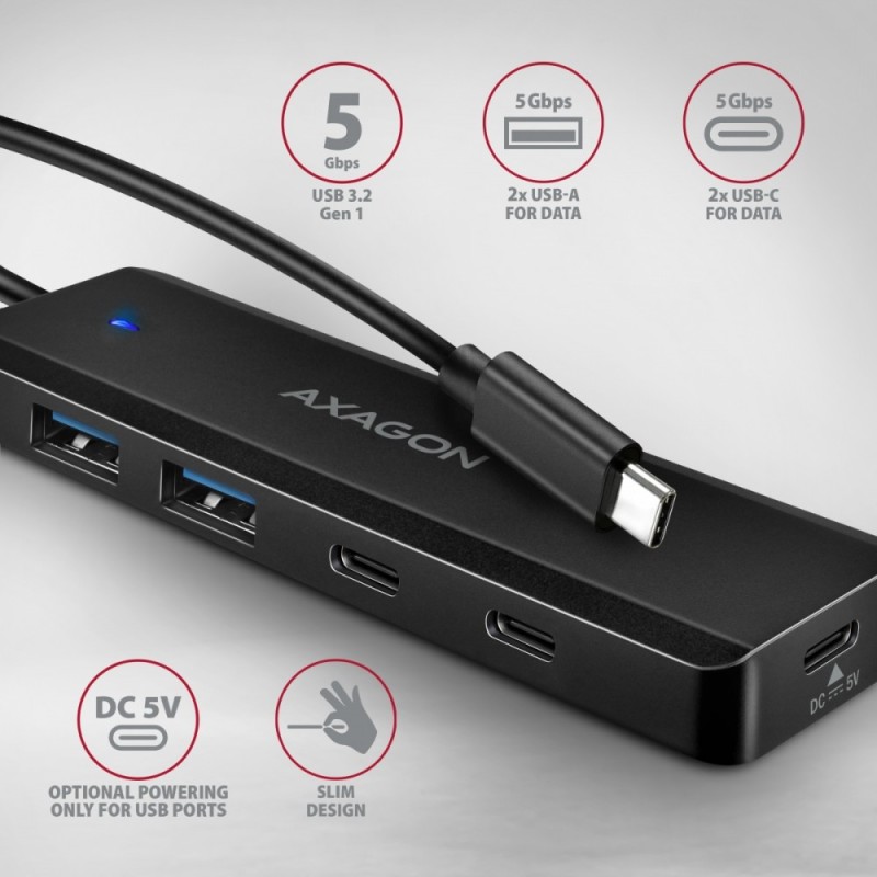 HUB 4-portowy 5gbps 2x USB-A 2x USB-C , USB-C power IN 19cm … | PartsPC.pl