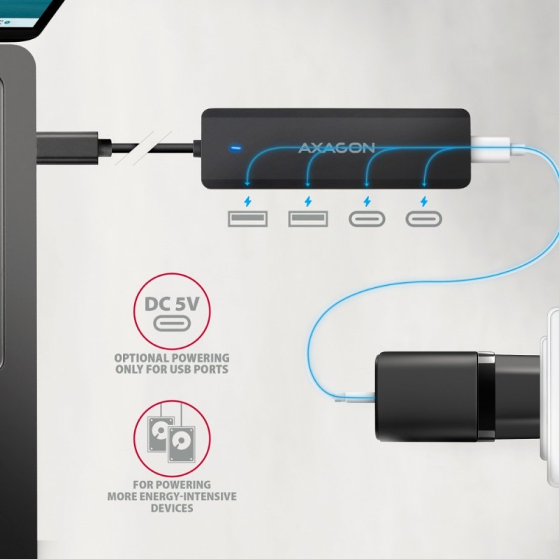 HUB 4-portowy 5gbps 2x USB-A 2x USB-C , USB-C power IN 19cm … | PartsPC.pl