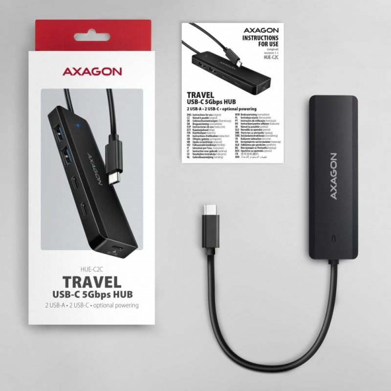 HUB 4-portowy 5gbps 2x USB-A 2x USB-C , USB-C power IN 19cm … | PartsPC.pl