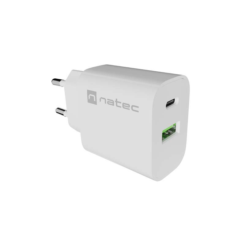 Ładowarka sieciowa Natec Ribera 1x USB-A + 1x USB-C 20w biał… | PartsPC.pl