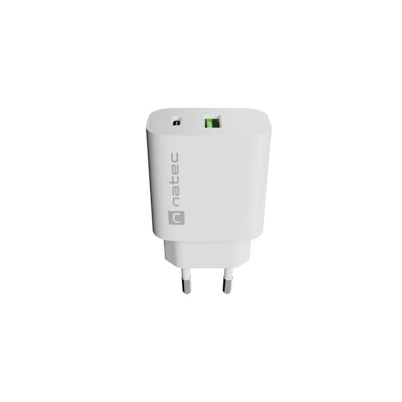 Ładowarka sieciowa Natec Ribera 1x USB-A + 1x USB-C 20w biał… | PartsPC.pl
