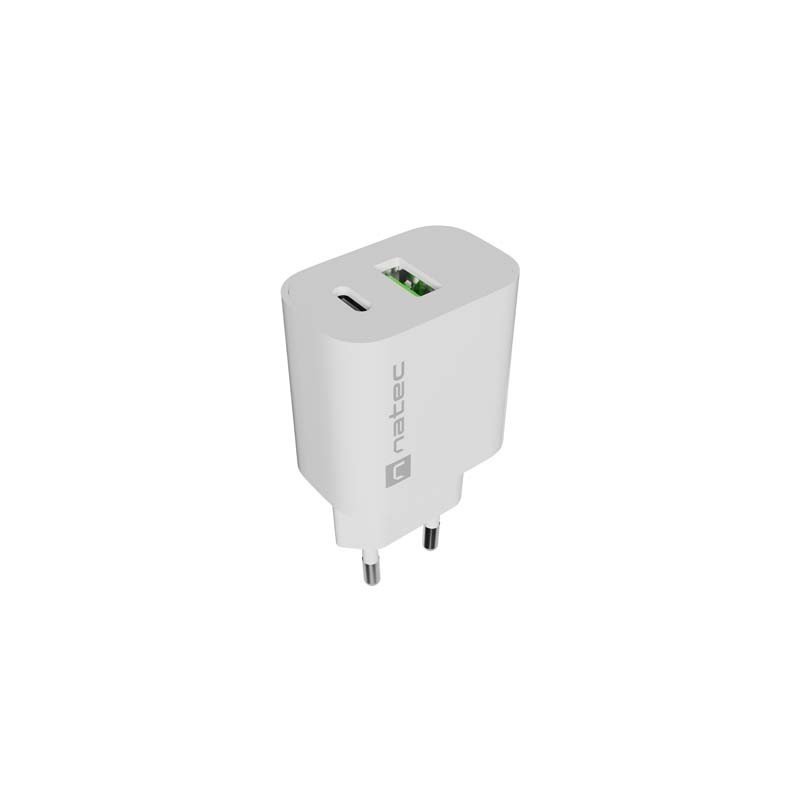 Ładowarka sieciowa Natec Ribera 1x USB-A + 1x USB-C 20w biał… | PartsPC.pl