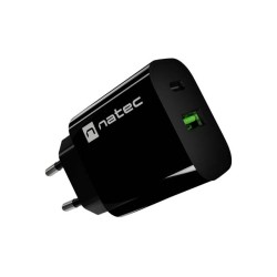 Ładowarka sieciowa Natec Ribera 1x USB-A + 1x USB-C 20w czar… | PartsPC.pl
