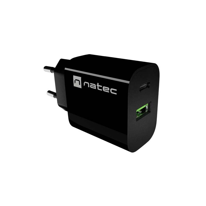 Ładowarka sieciowa Natec Ribera 1x USB-A + 1x USB-C 20w czar… | PartsPC.pl