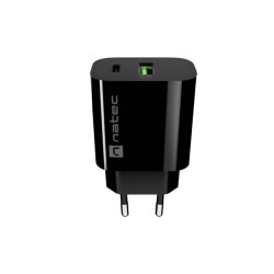 Ładowarka sieciowa Natec Ribera 1x USB-A + 1x USB-C 20w czar… | PartsPC.pl
