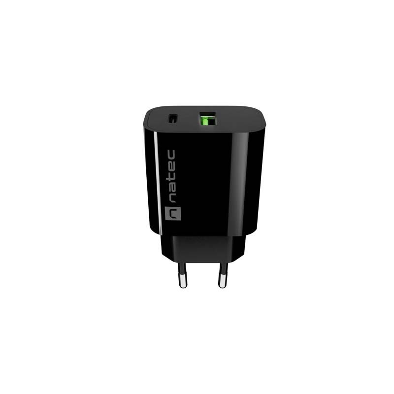 Ładowarka sieciowa Natec Ribera 1x USB-A + 1x USB-C 20w czar… | PartsPC.pl