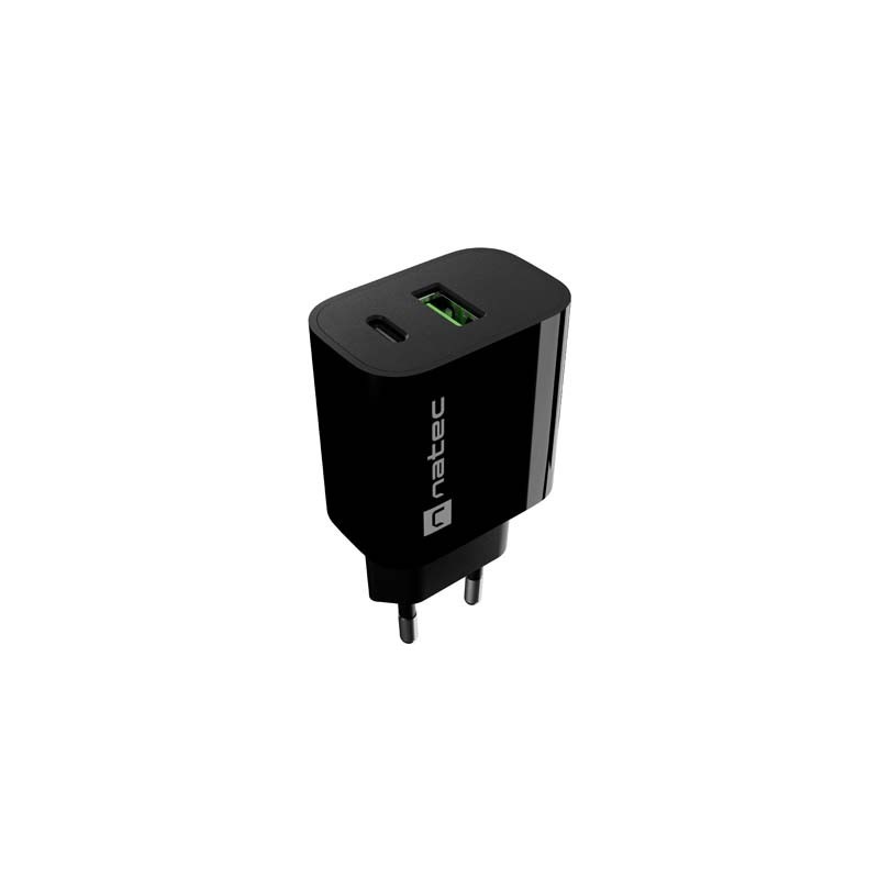 Ładowarka sieciowa Natec Ribera 1x USB-A + 1x USB-C 20w czar… | PartsPC.pl