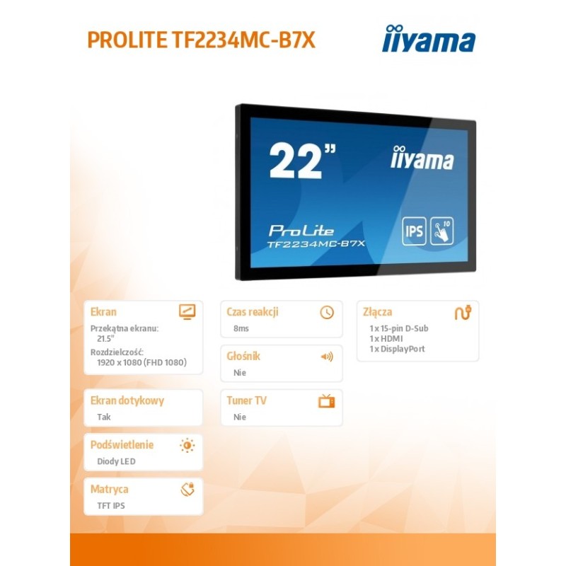 Monitor wielkoformatowy 21.5 cala TF2234MC-B7X IPS,POJ.10PKT… | PartsPC.pl