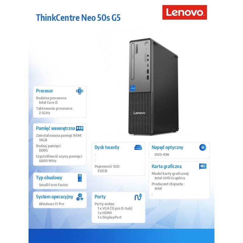 Komputer ThinkCentre Neo 50s G5 SFF 12XD000CPB W11Pro i5-144… | PartsPC.pl