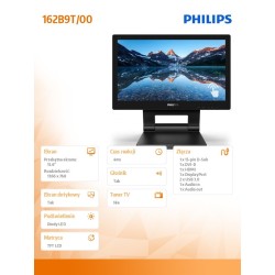 Philips Monitor 162B9T 15.6 cali LED Touch DVI HDMI DP | PartsPC.pl