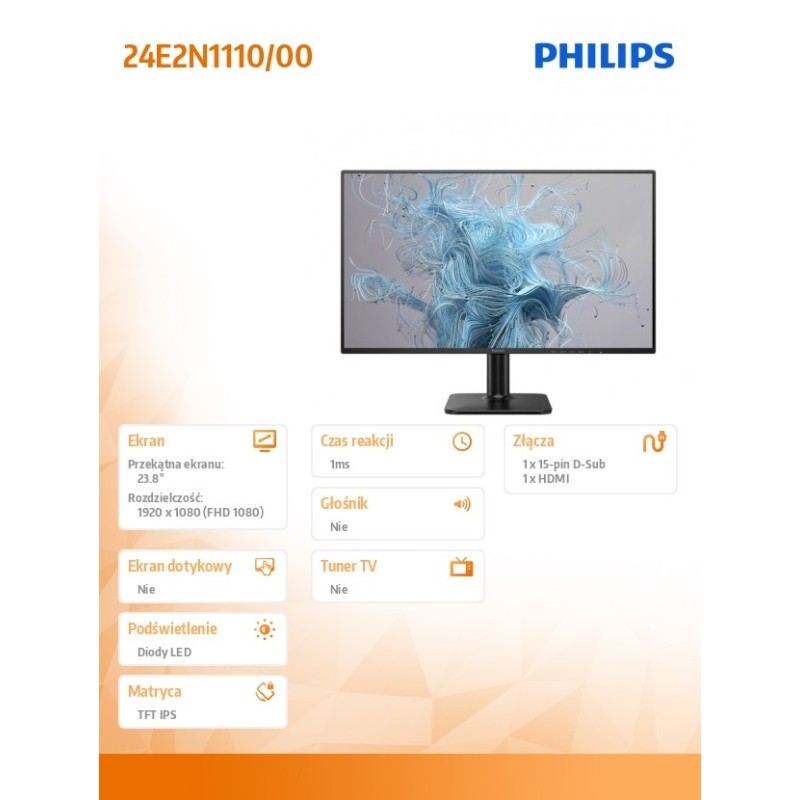 Monitor Philips 23,8" 24E2N1110/00 IPS FHD 120Hz HDMI VGA | PartsPC.pl