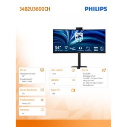 Philips Monitor 34 cale 34B2U3600CH Curved VA HDMIx2 D... | PartsPC.pl
