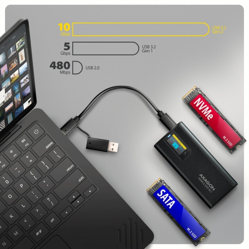 EEM2-SD2B Obudowa zewnętrzna aluminiowa bezśrubowa USB-A/C 3… | PartsPC.pl