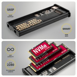 EEM2-SD2B Obudowa zewnętrzna aluminiowa bezśrubowa USB-A/C 3… | PartsPC.pl