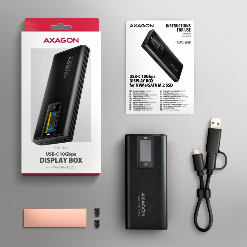 EEM2-SD2B Obudowa zewnętrzna aluminiowa bezśrubowa USB-A/C 3… | PartsPC.pl