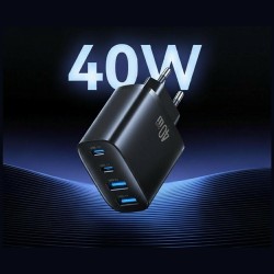 Ładowarka sieciowa 40W 2xUSB-A 2xUSB-C czarna | PartsPC.pl