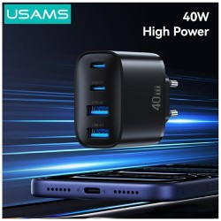 Ładowarka sieciowa 40W 2xUSB-A 2xUSB-C czarna | PartsPC.pl