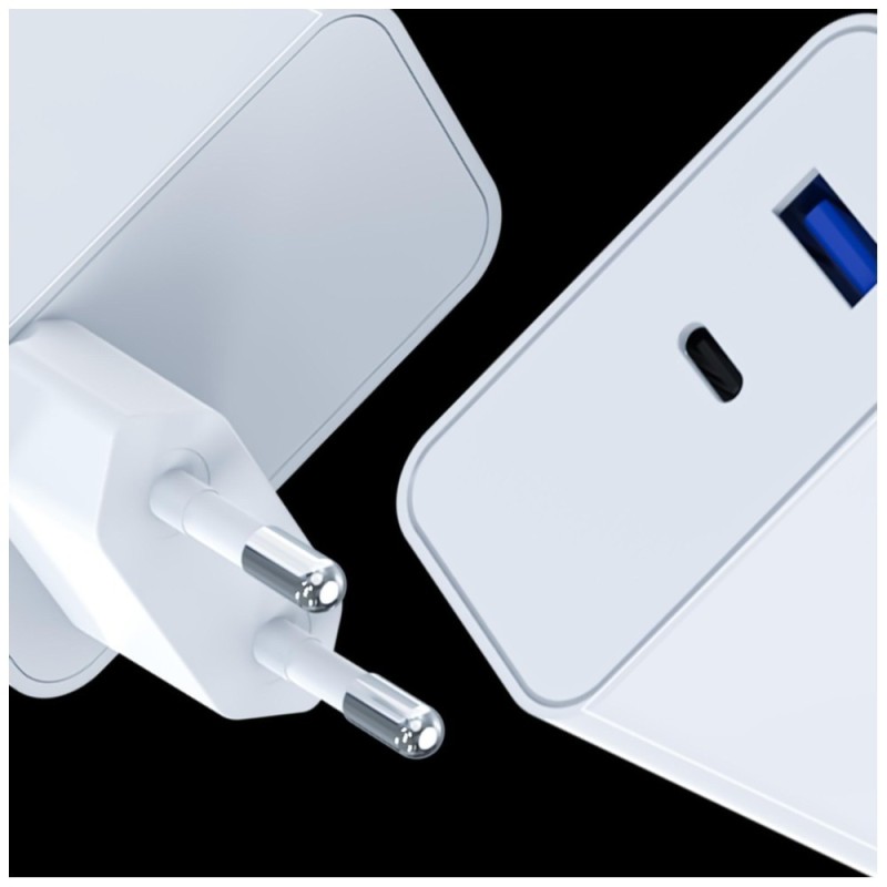 Ładowarka sieciowa 45W PD 3.0 QC4+ USB-A USB-C biała | PartsPC.pl