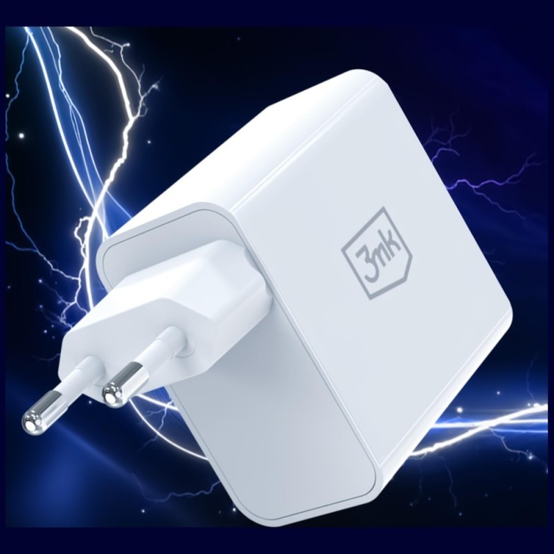 Ładowarka sieciowa 45W PD 3.0 QC4+ USB-A USB-C biała | PartsPC.pl