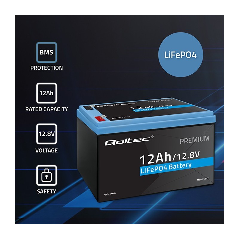 Akumulator LiFePO4 Qoltec Litowo-Żelazowo-Fosforanowy | 12.8… | PartsPC.pl
