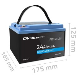 Akumulator LiFePO4 Qoltec Litowo-Żelazowo-Fosforanowy | 12.8V | 24Ah |