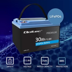 Akumulator LiFePO4 Qoltec Litowo-Żelazowo-Fosforanowy | 12.8V | 30Ah |