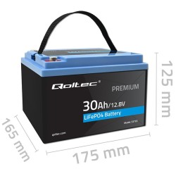 Akumulator LiFePO4 Qoltec Litowo-Żelazowo-Fosforanowy | 12.8V | 30Ah |