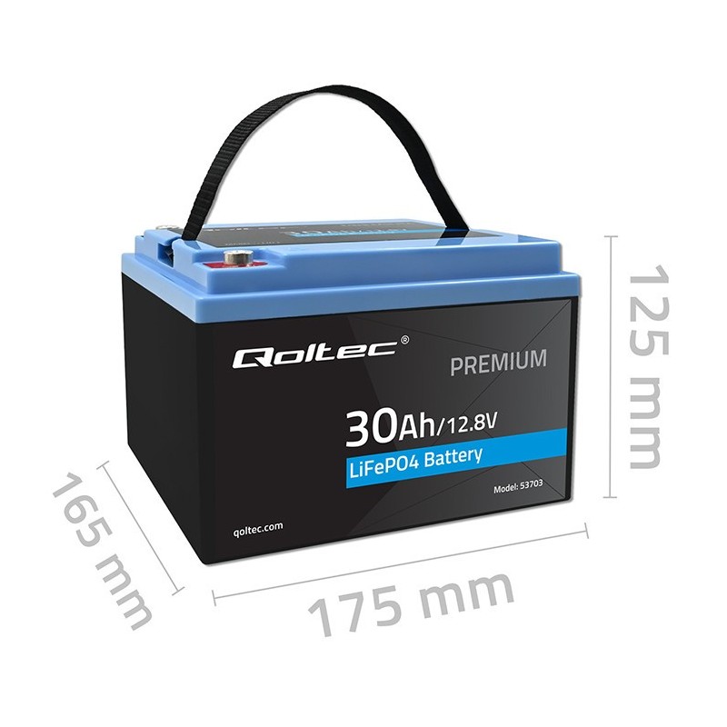 Akumulator LiFePO4 Qoltec Litowo-Żelazowo-Fosforanowy | 12.8V | 30Ah |