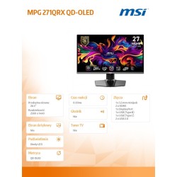 Monitor MSI 26,5" MPG 271QRX QD-OLED 2xHDMI DP USB-C | PartsPC.pl