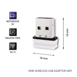 Adapter Mini Wi-Fi USB Qoltec Bezprzewodowy 150Mbps | PartsPC.pl
